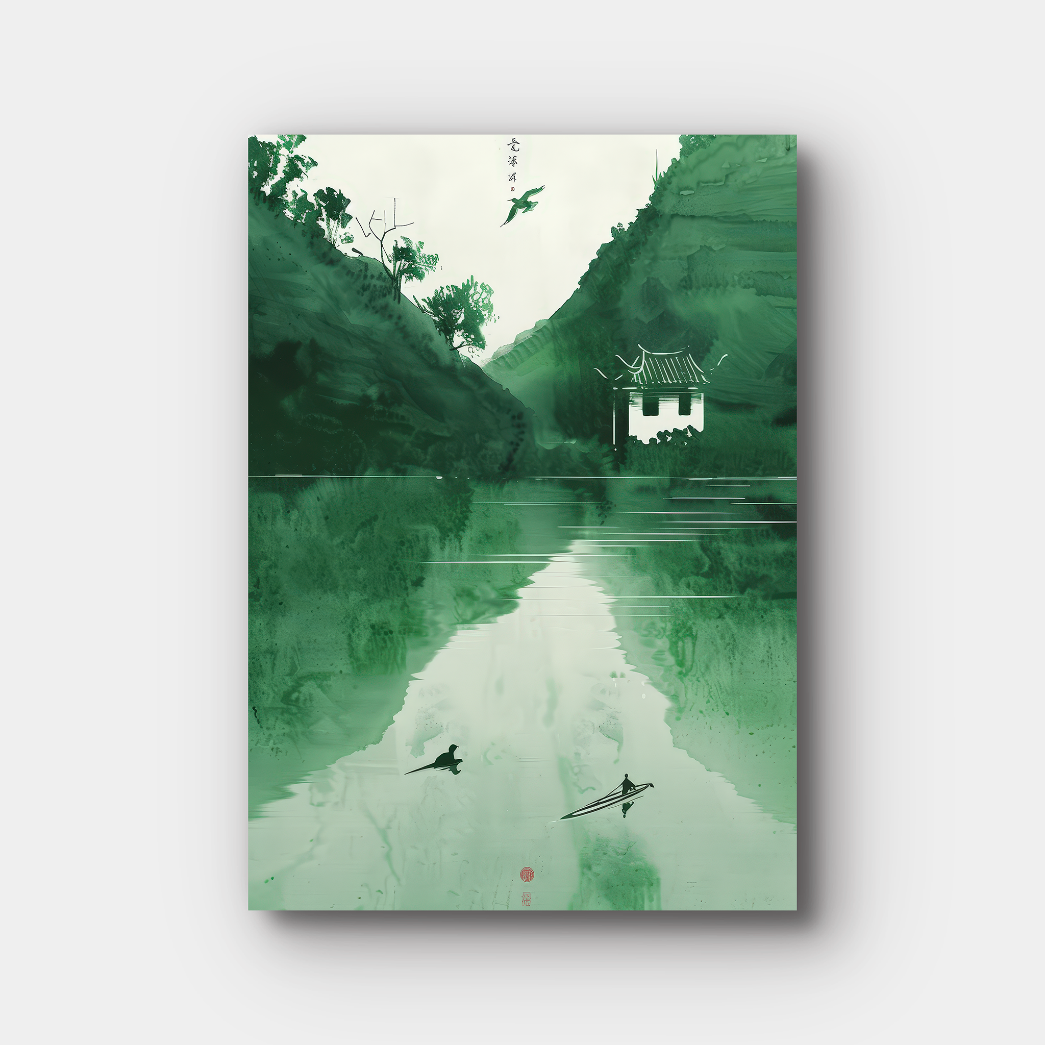 Green River House Traditional Japanese Painting