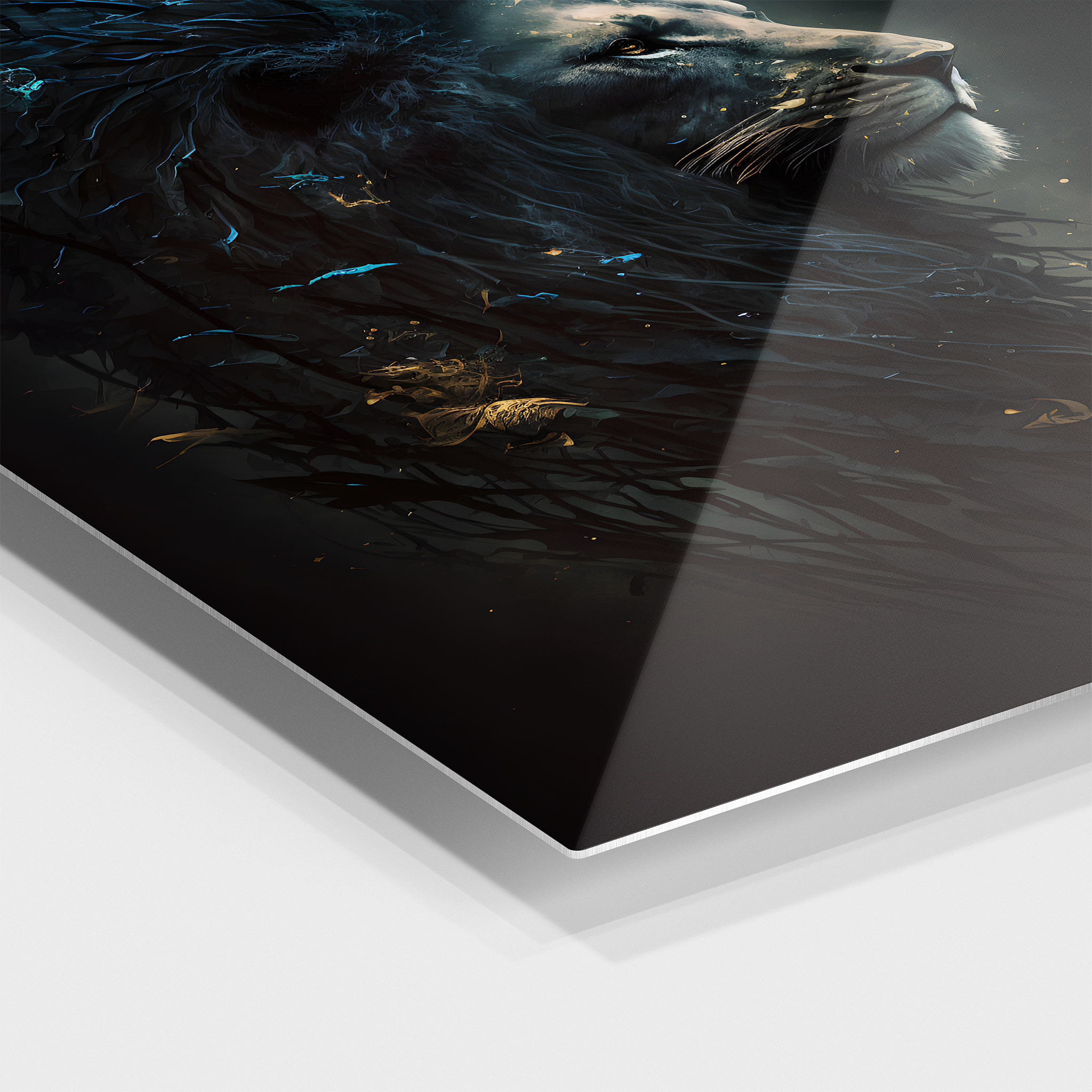 Aesthetic Lion Blue Paint Art