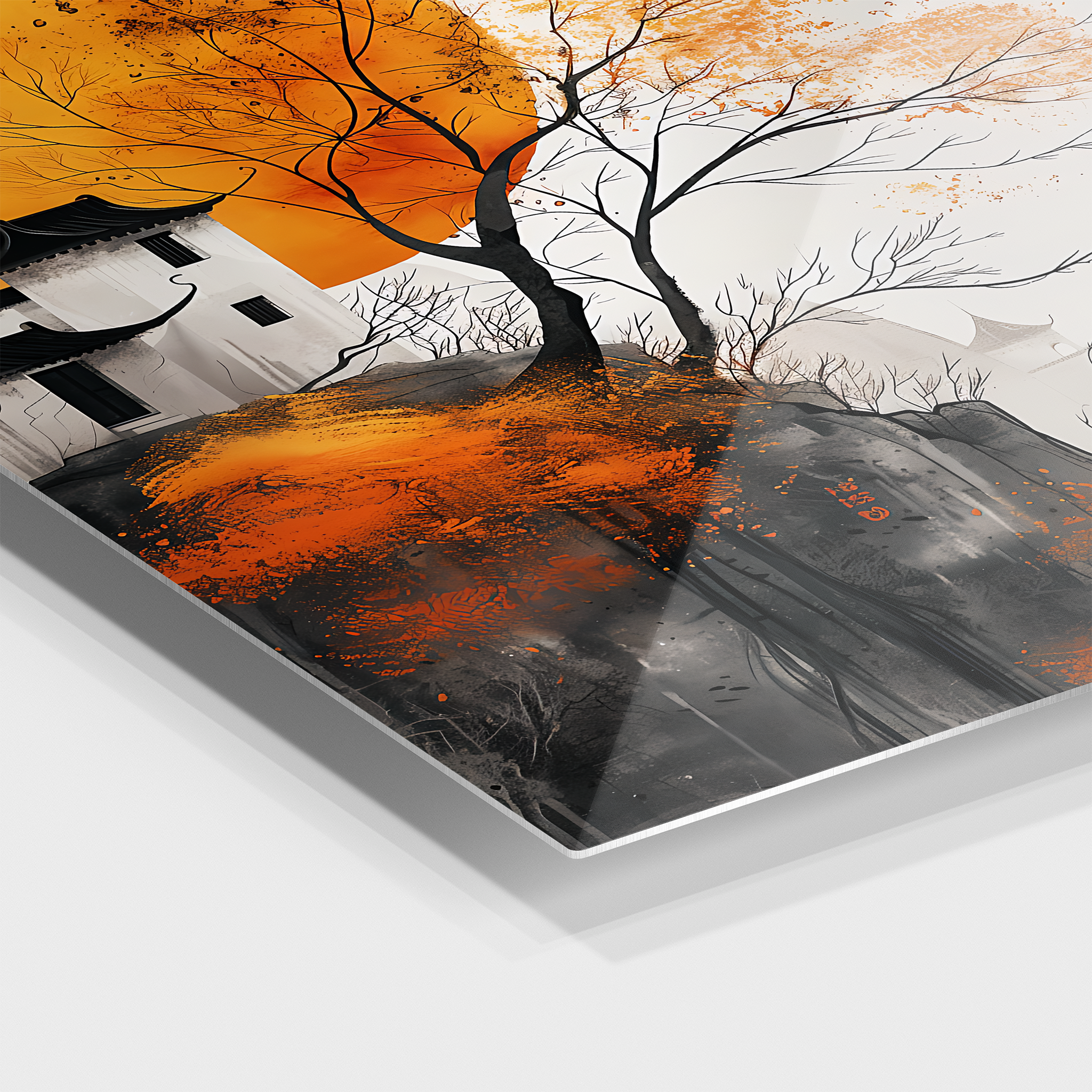 Orange Sunset Traditional Japanese Painting