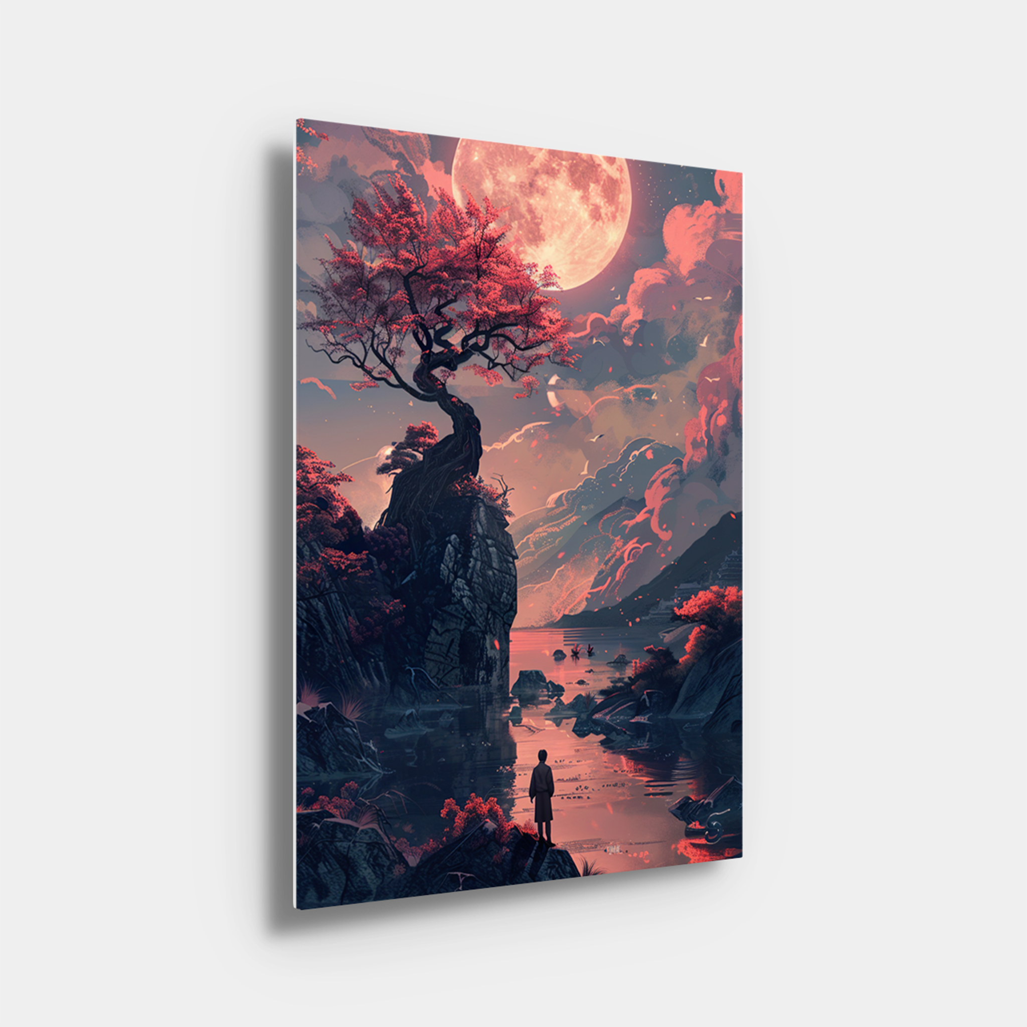 Man In Red Sunset Mountains