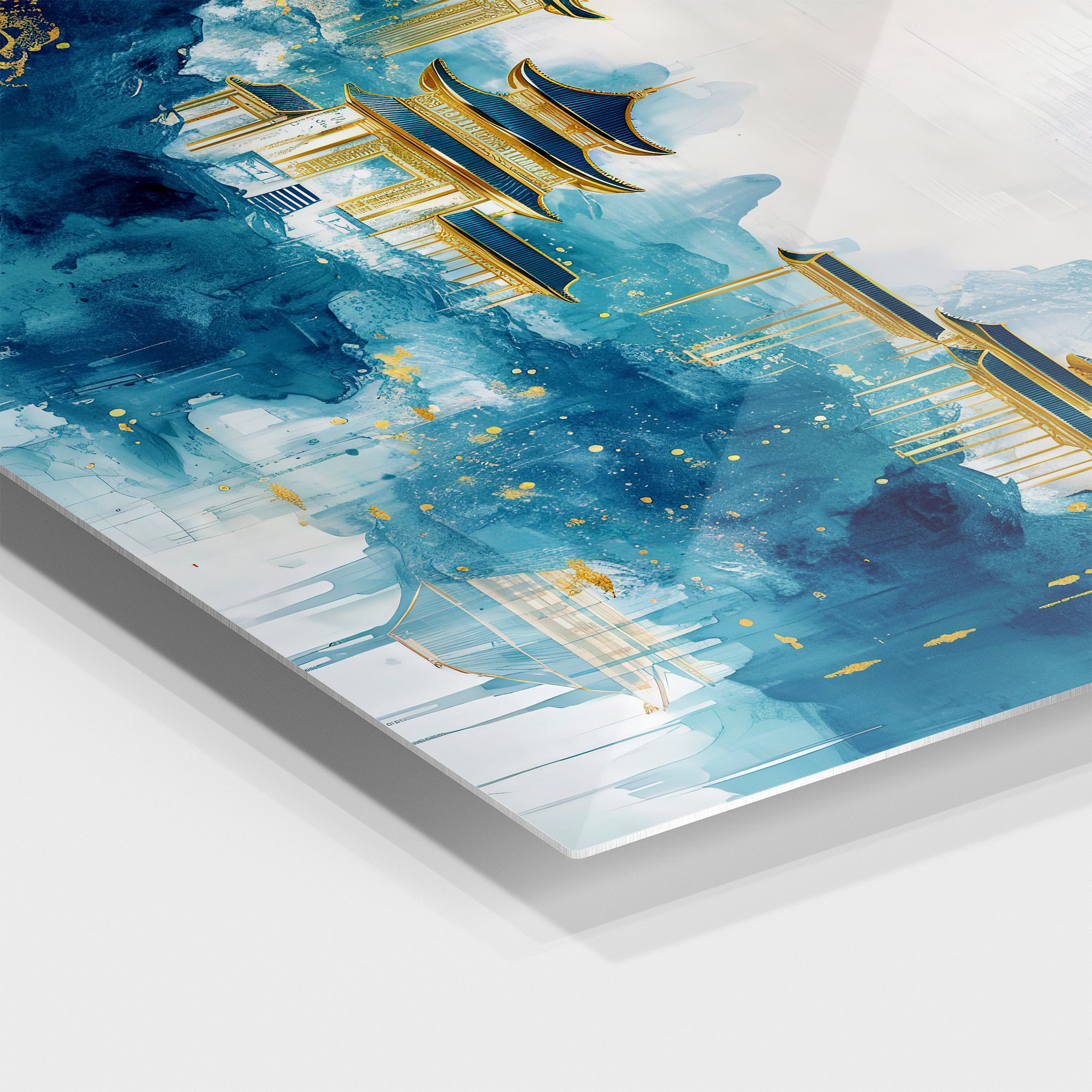 Blue & Gold Pagoda Traditional Painting