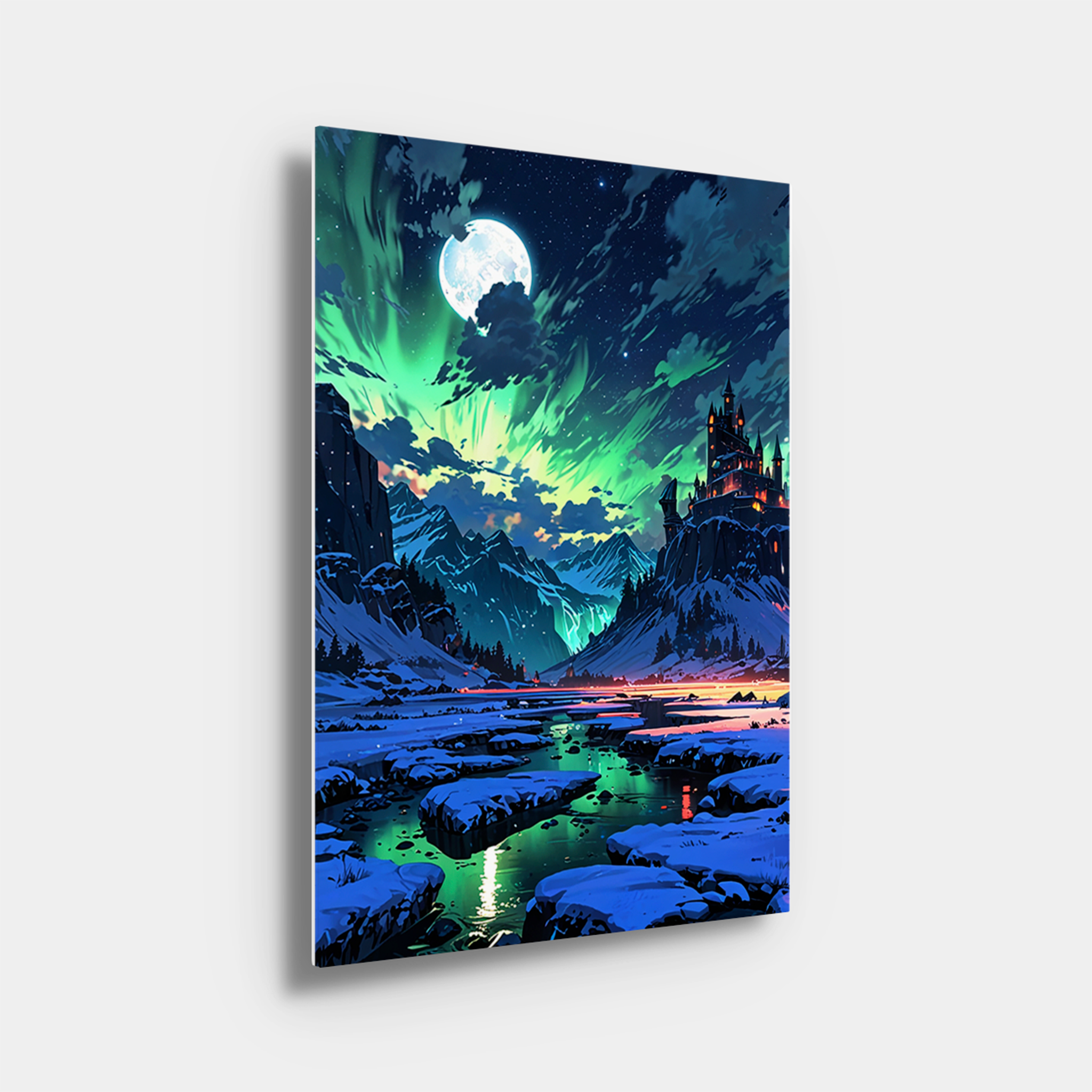 Northern Lights Inspired Animated Mountain Castle