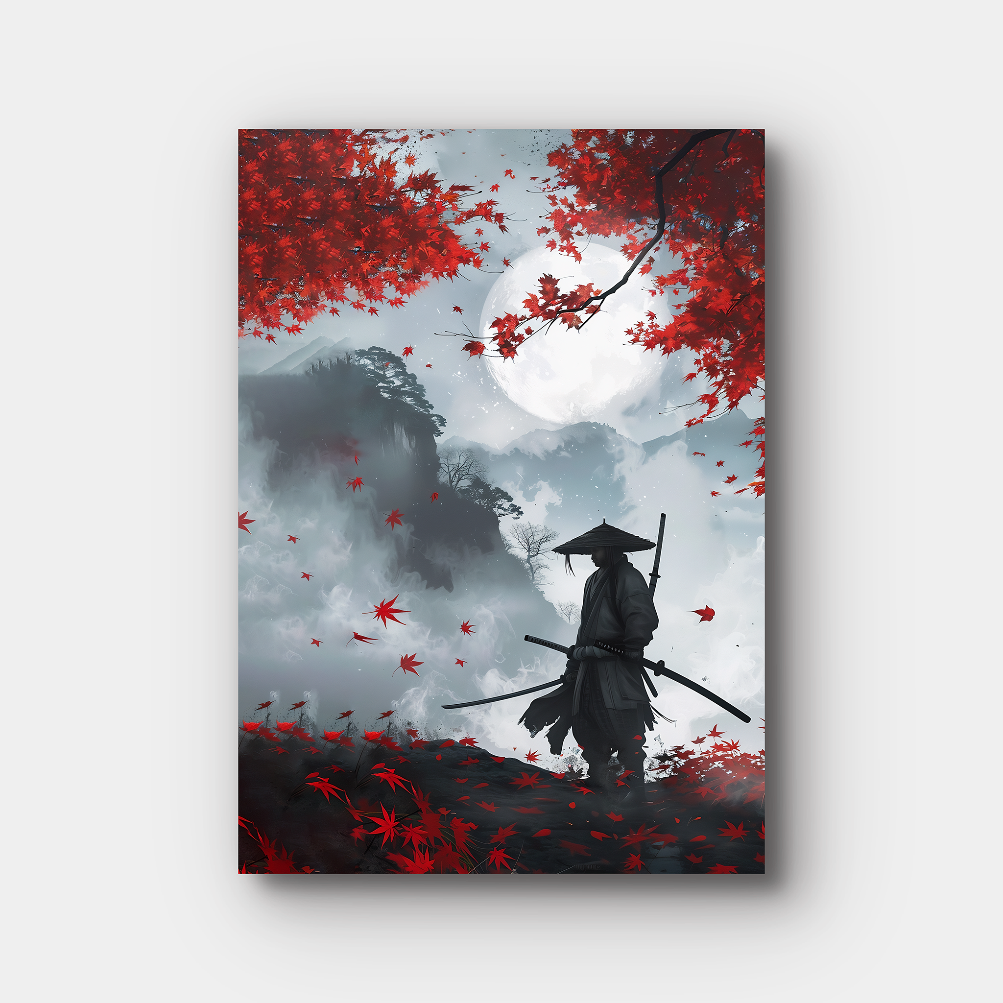 Samurai In Red Autumn Leaves