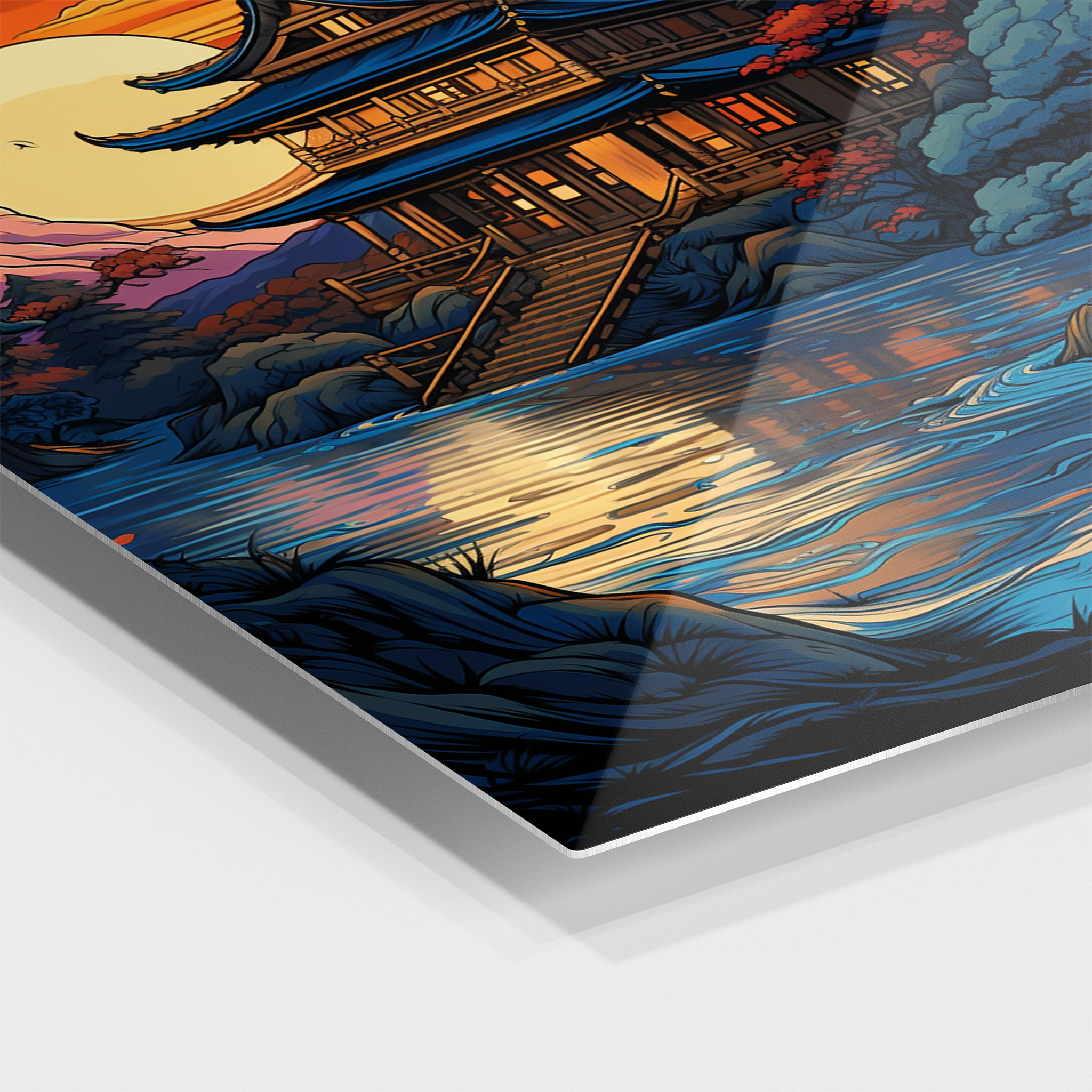 Traditional Japanese House In Sunset Paint Art