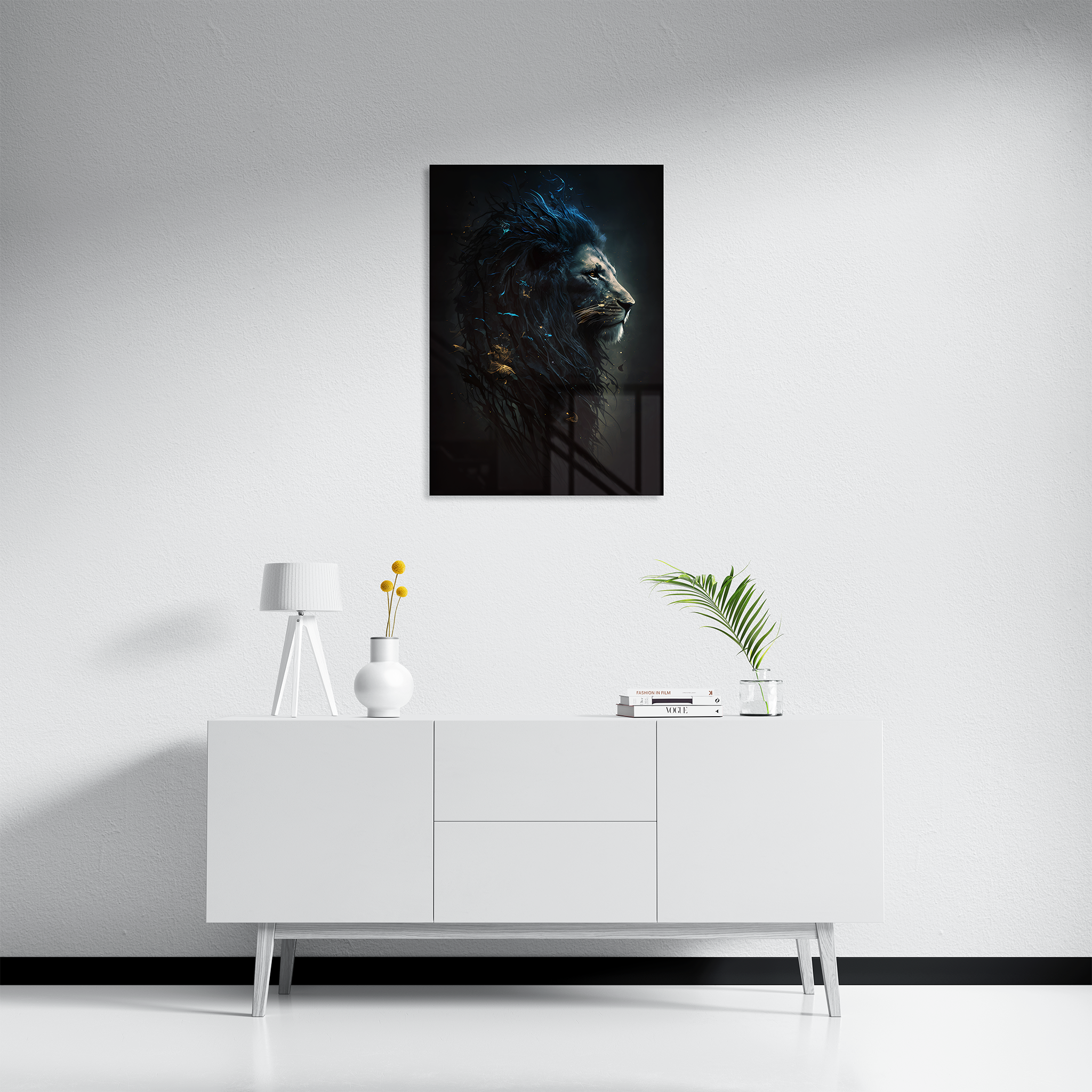 Aesthetic Lion Blue Paint Art