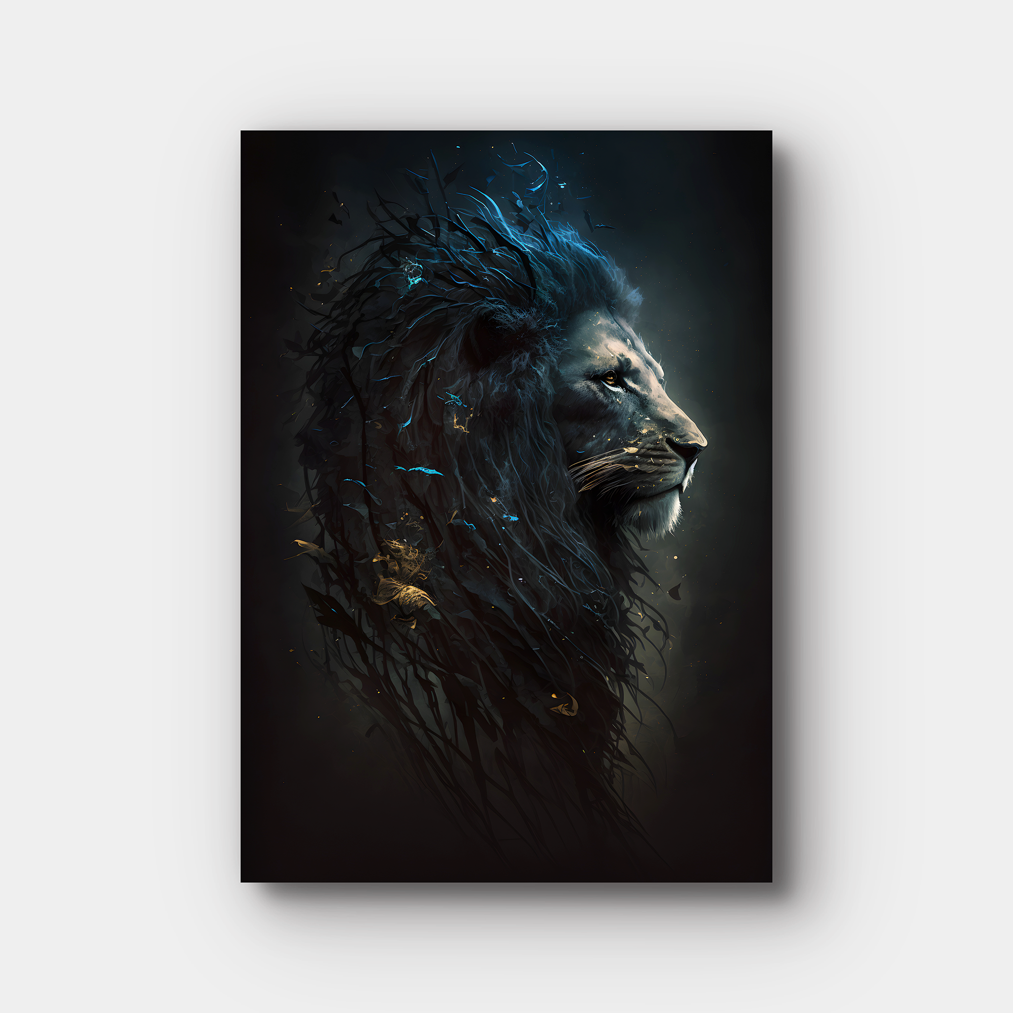 Aesthetic Lion Blue Paint Art