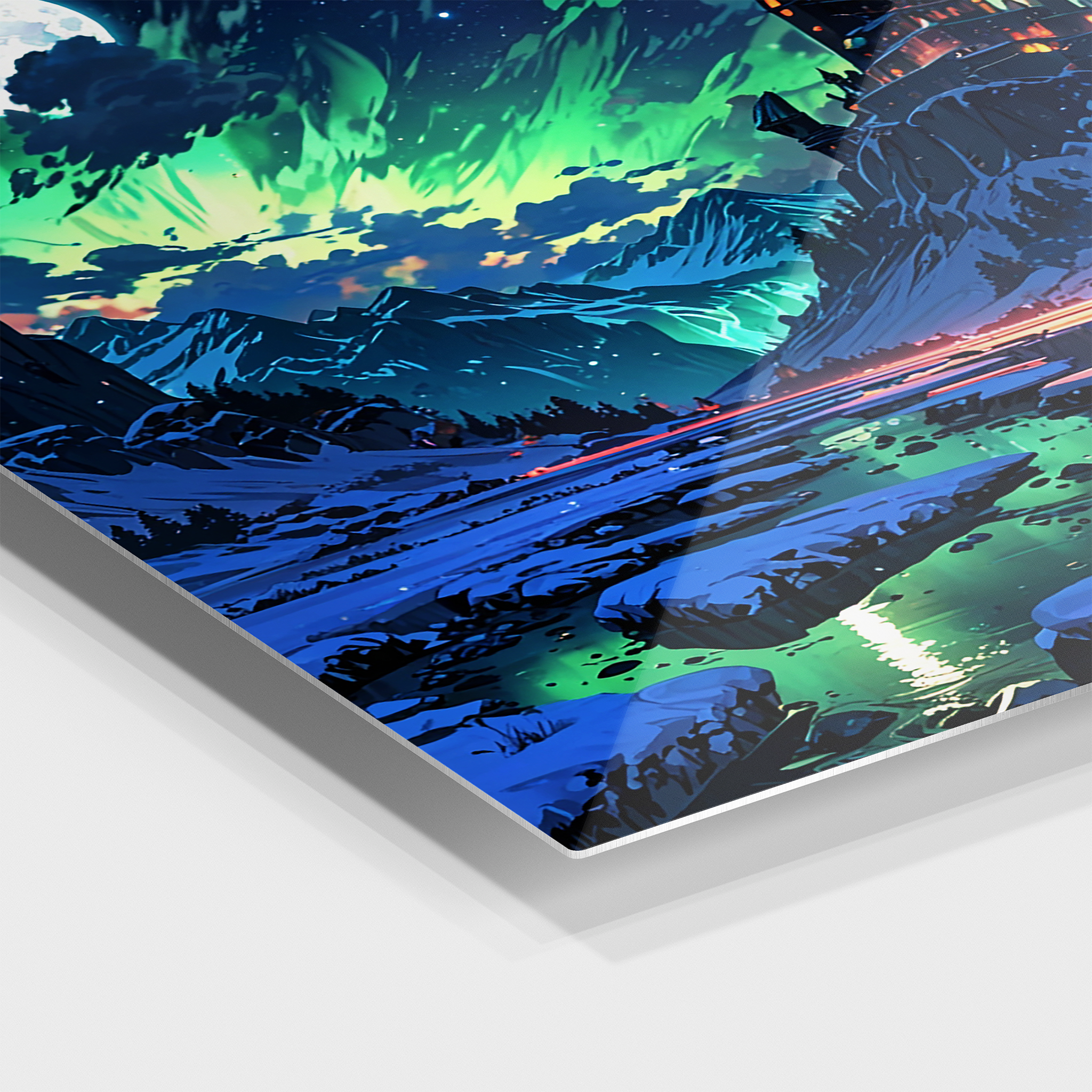 Northern Lights Inspired Animated Mountain Castle