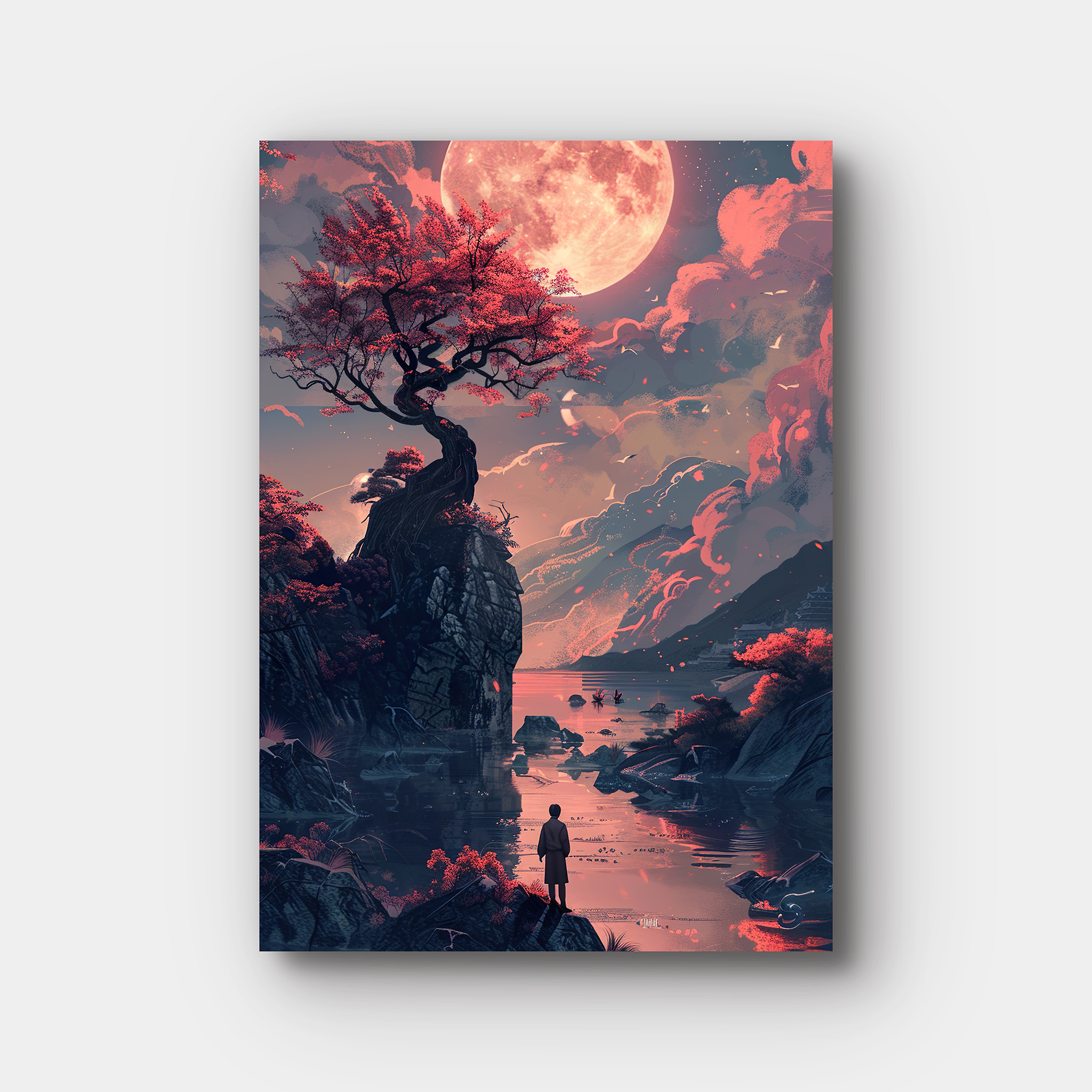 Man In Red Sunset Mountains