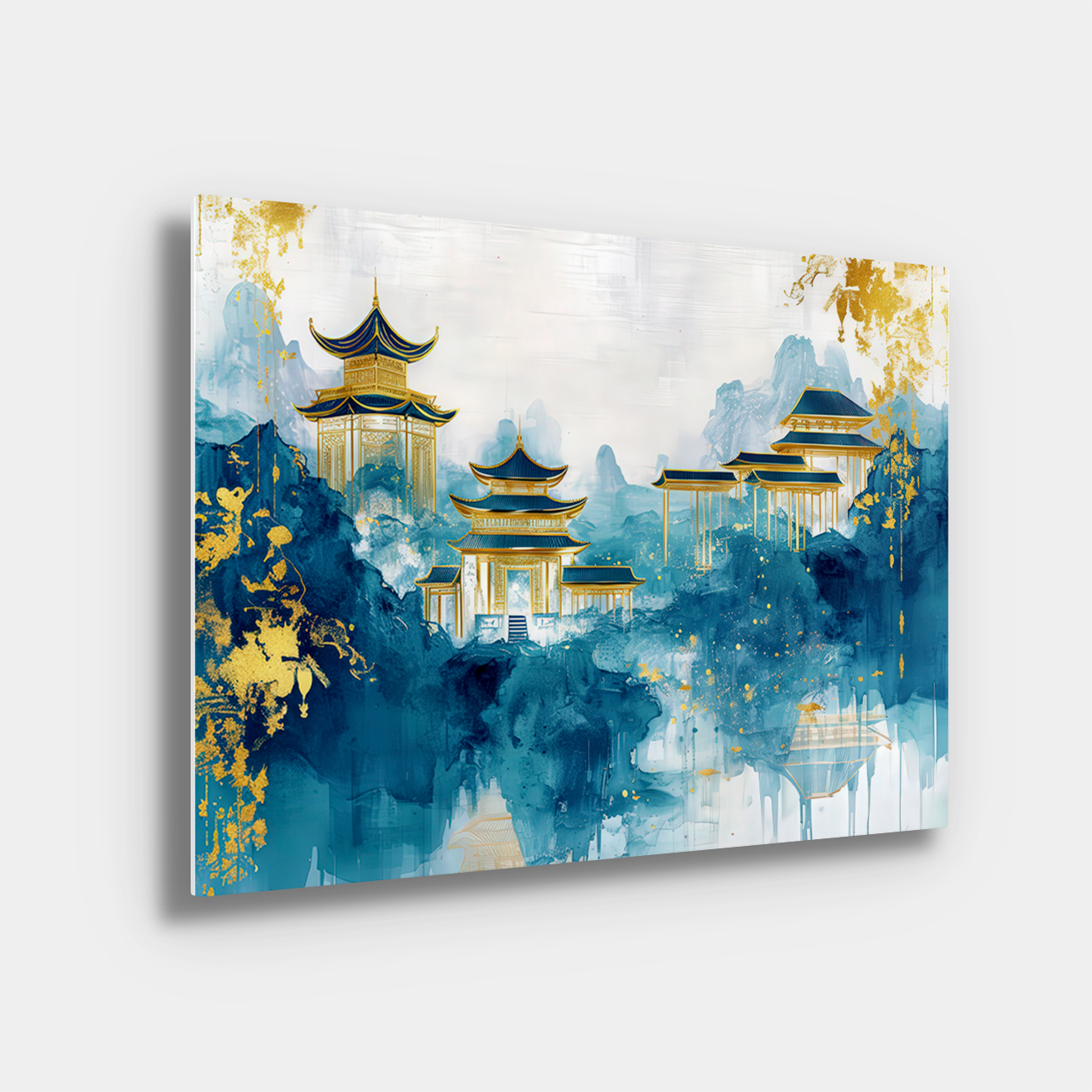 Blue & Gold Pagoda Traditional Painting