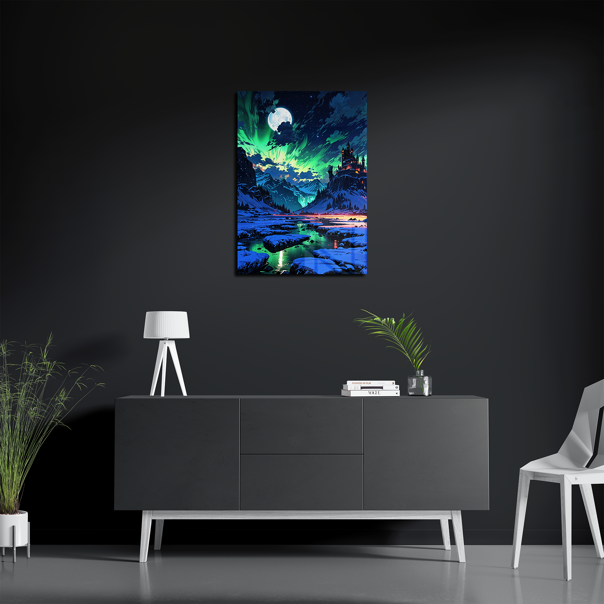 Northern Lights Inspired Animated Mountain Castle