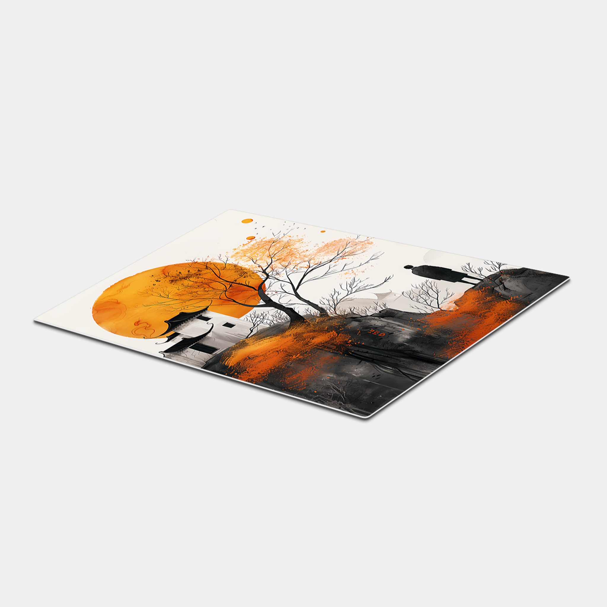 Orange Sunset Traditional Japanese Painting