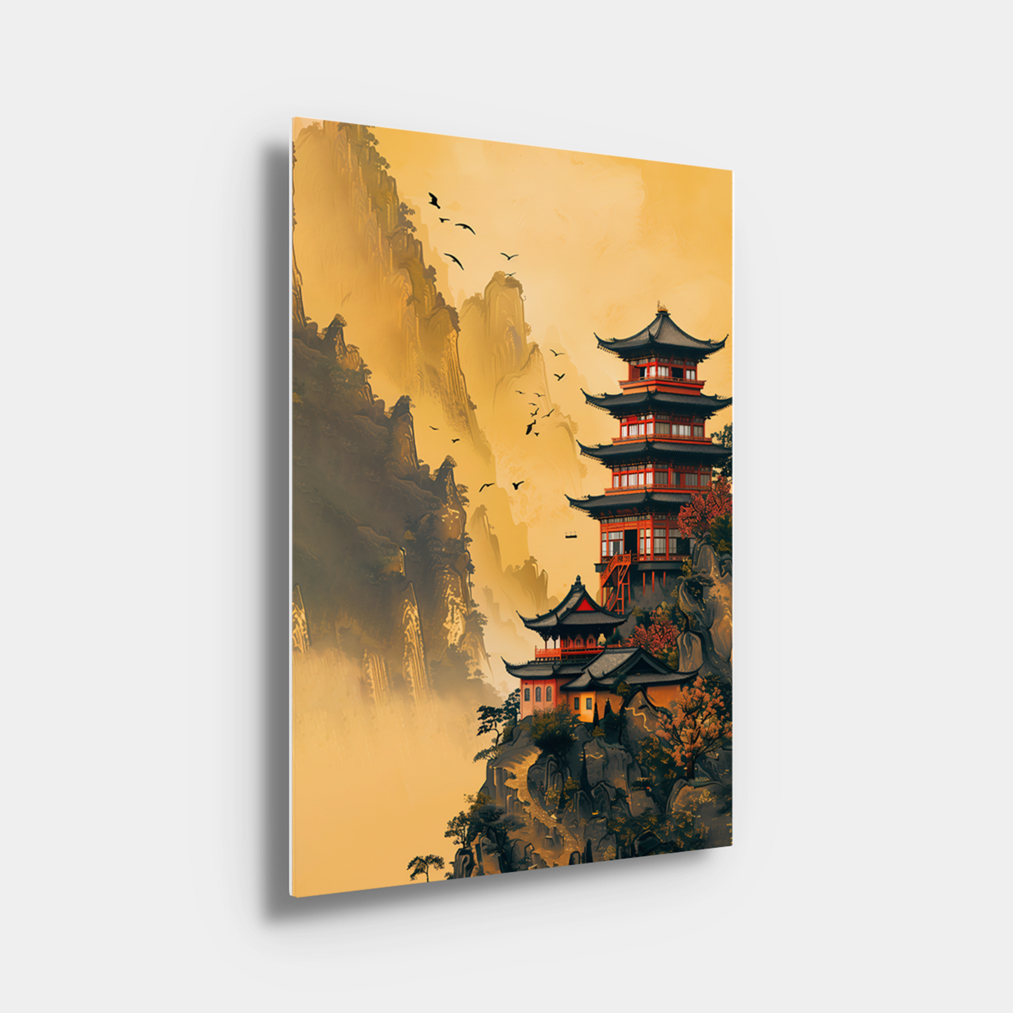 Pagoda In Mountains Traditional Painting