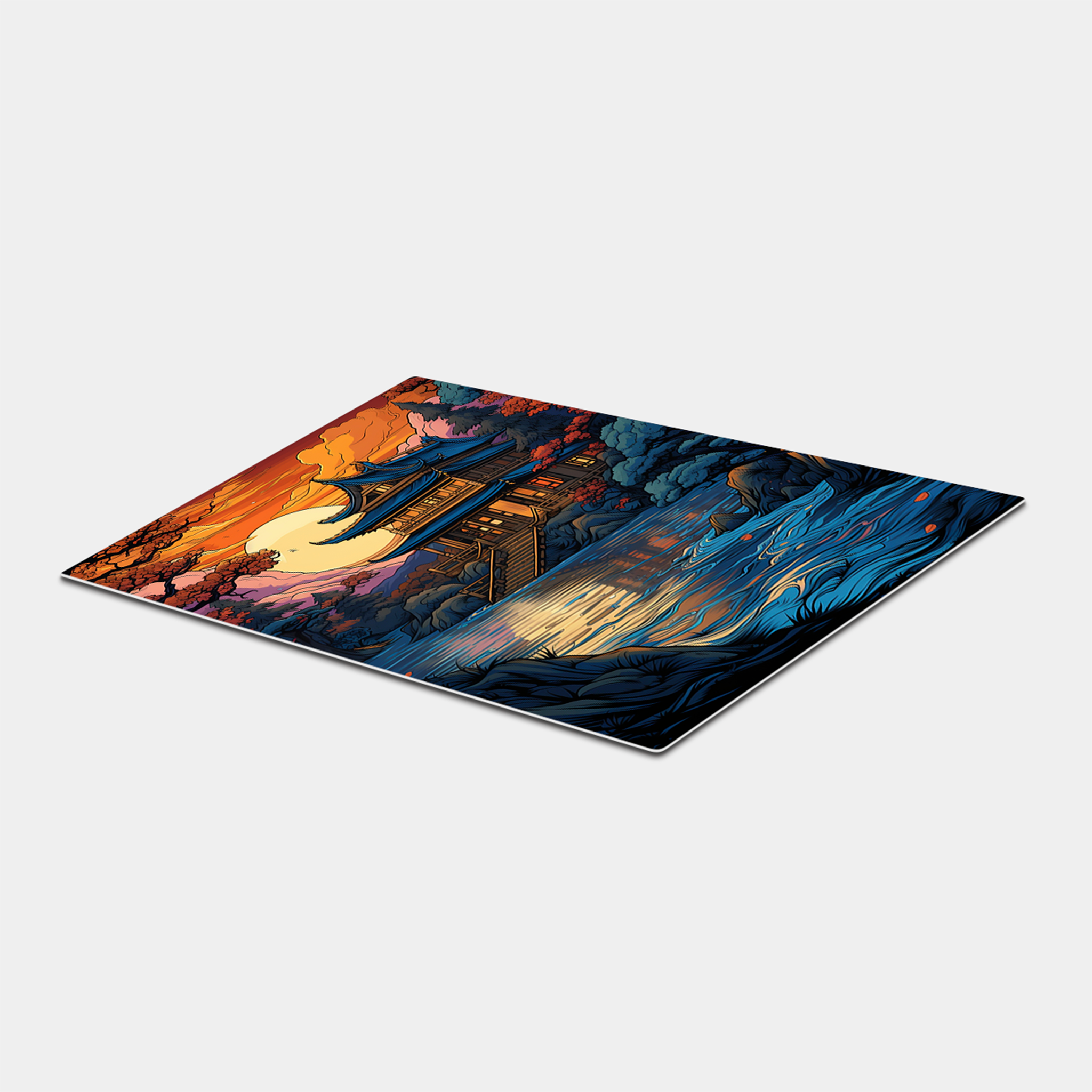 Traditional Japanese House In Sunset Paint Art